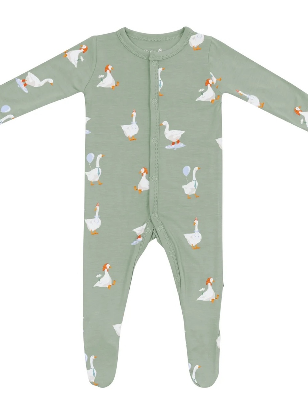 Kyte BABY Sage Footed One-Piece with Goose Print